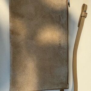 Loewe Taupe Suede Wristlet